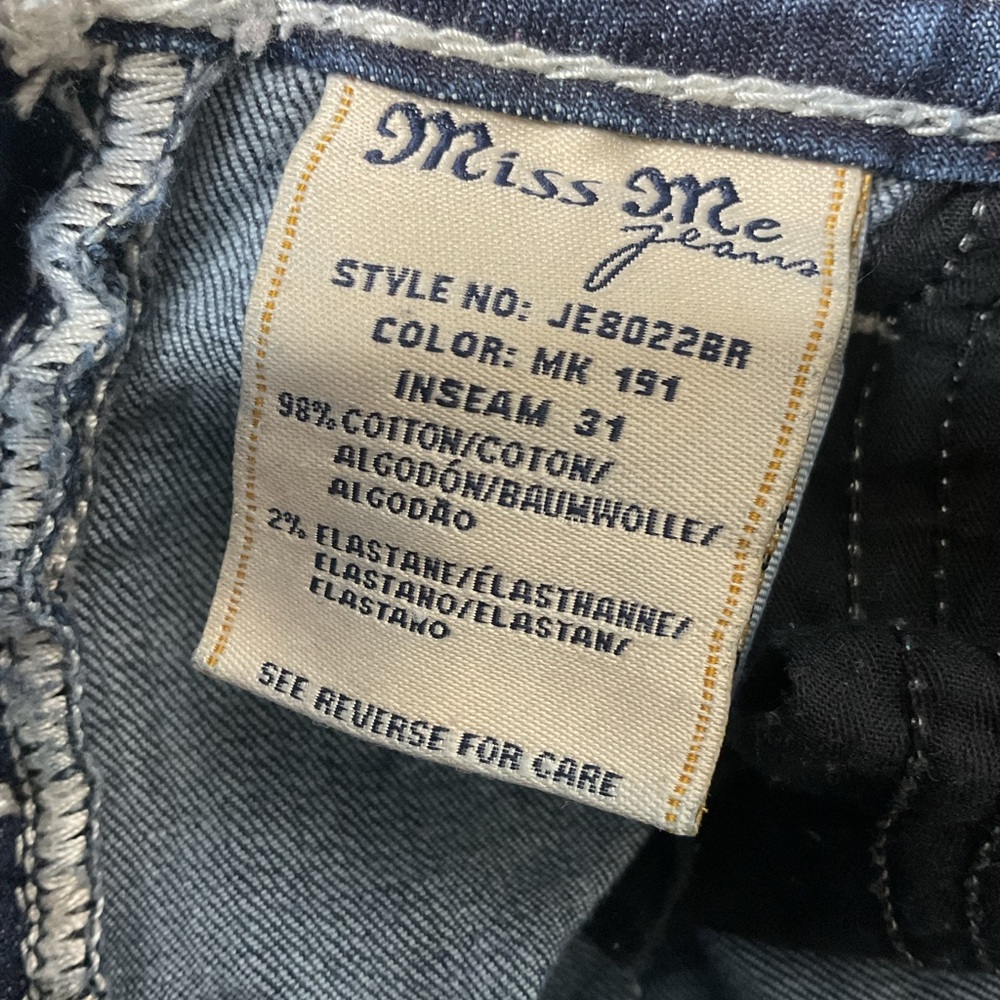 Miss Me Bootcut Jeans Size 25 Inseam 31 Embellished Y2K Denim - Picture 5 of 6